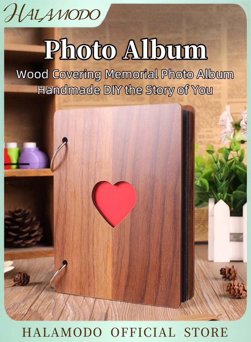 HALAMODO Love Heart Decor Photo Album Brown 16x12cm - Image 1