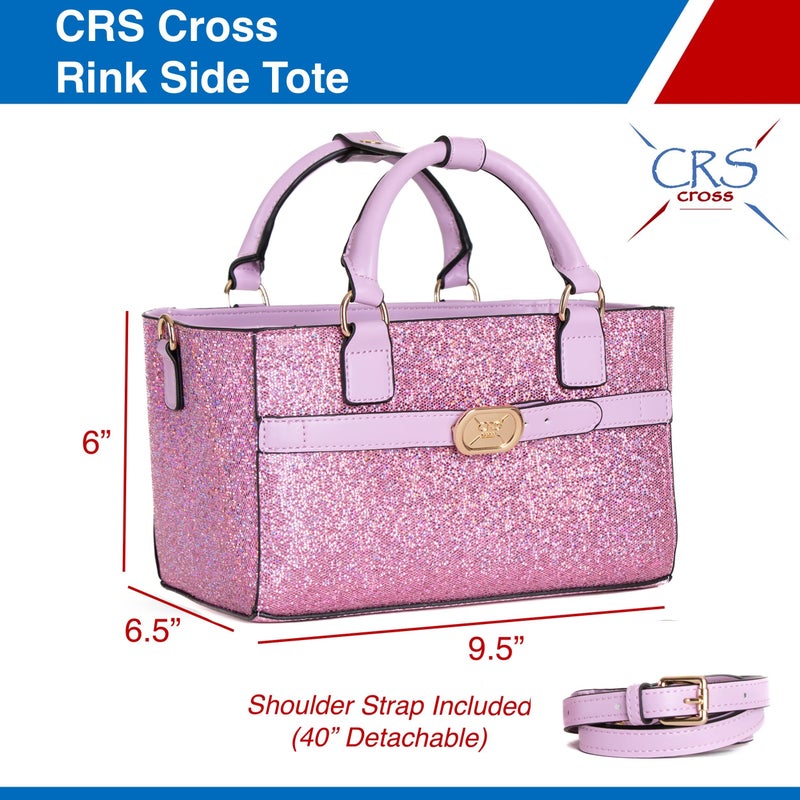 CRS Cross CRS Cross Rink Side Tote. Ice Skating Accessory Bag for Figure Skating, Roller and Inline Skaters, Ballet, Dance and Cheer. Organizes Guards, Water Bottle, Tissues, Phone. (Shimmer Purple Tote)  - Image 3