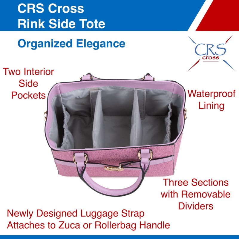 CRS Cross CRS Cross Rink Side Tote. Ice Skating Accessory Bag for Figure Skating, Roller and Inline Skaters, Ballet, Dance and Cheer. Organizes Guards, Water Bottle, Tissues, Phone. (Shimmer Purple Tote)  - Image 4