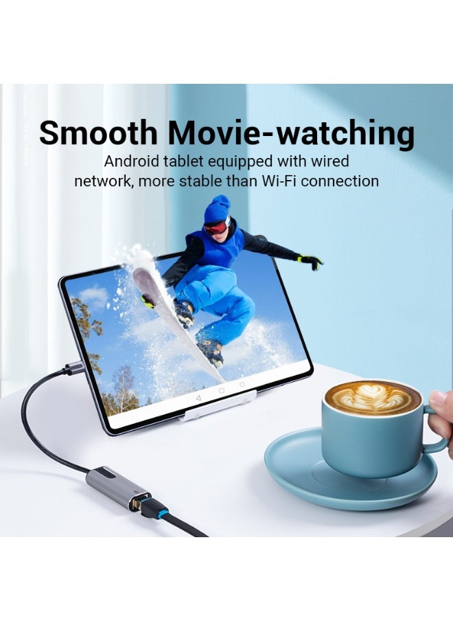فينشن محول VENTION USB-C إلى Gigabit Ethernet بطول 0.15 متر من سبائك الألومنيوم الرمادية، رقم الموديل CFNHB  - Image 5
