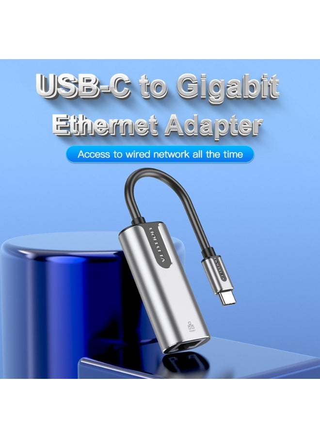 فينشن محول VENTION USB-C إلى Gigabit Ethernet بطول 0.15 متر من سبائك الألومنيوم الرمادية، رقم الموديل CFNHB  - Image 2