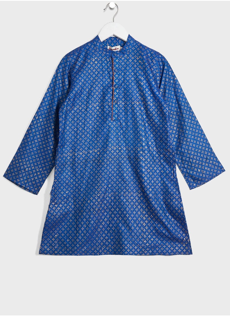 Fabindia - Kids Printed Long Kurta - Image 1