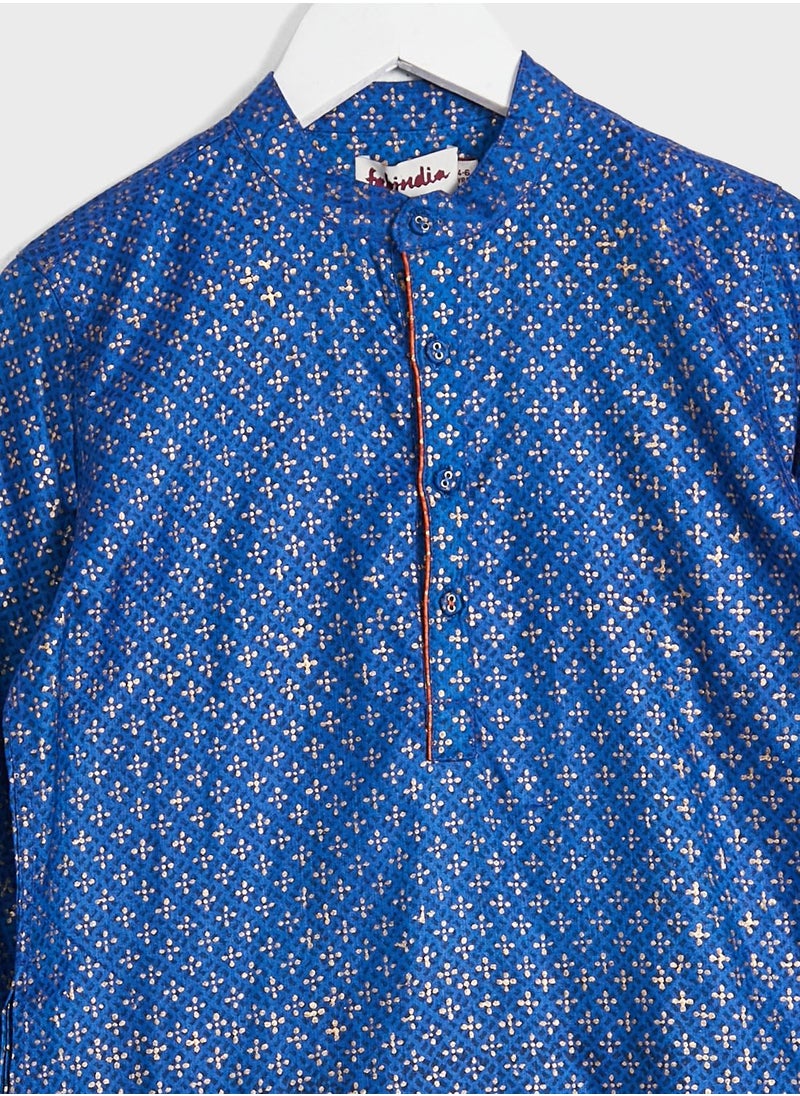 Fabindia - Kids Printed Long Kurta - Image 1