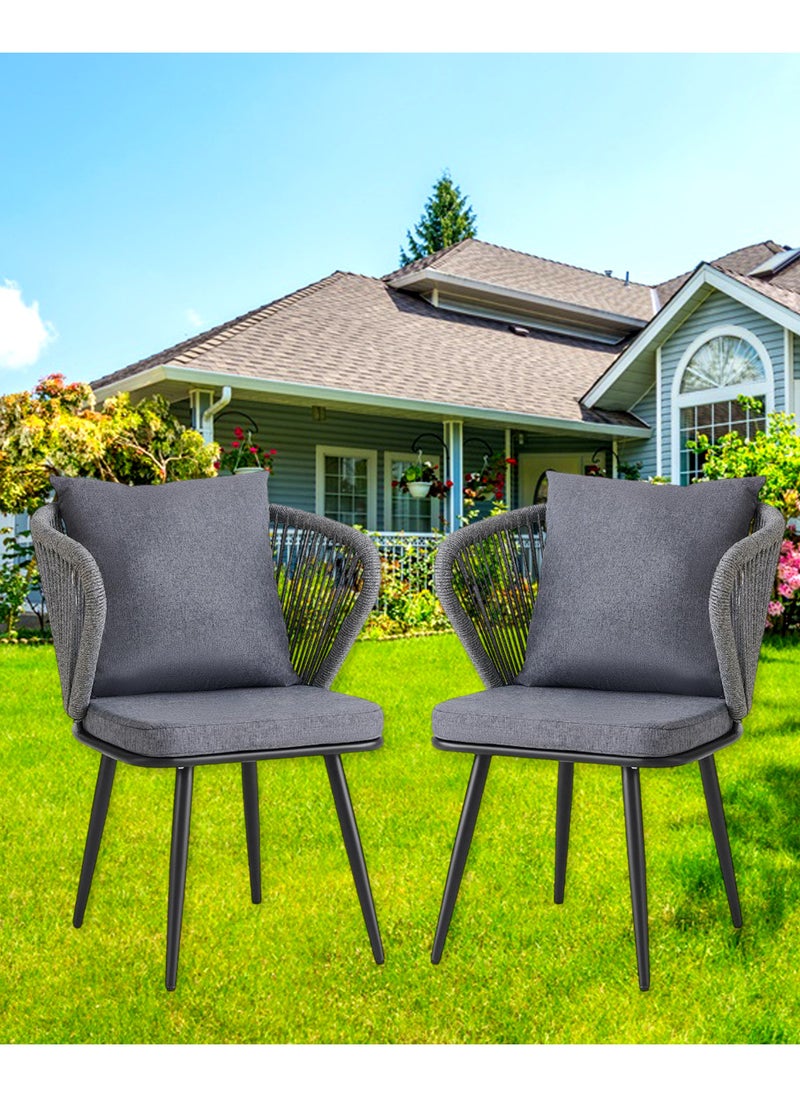 Generic - Set of 2 Pieces Patio Rattan Garden Chairs, Dining Chairs, Outdoor Seating for Backyard, Poolside, Balcony - Image 1