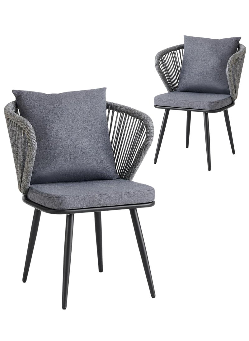 Generic - Set of 2 Pieces Patio Rattan Garden Chairs, Dining Chairs, Outdoor Seating for Backyard, Poolside, Balcony - Image 1