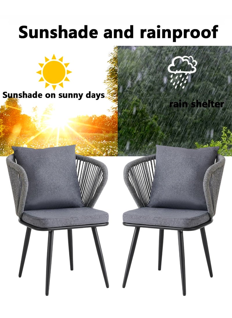 Generic - Set of 2 Pieces Patio Rattan Garden Chairs, Dining Chairs, Outdoor Seating for Backyard, Poolside, Balcony - Image 1