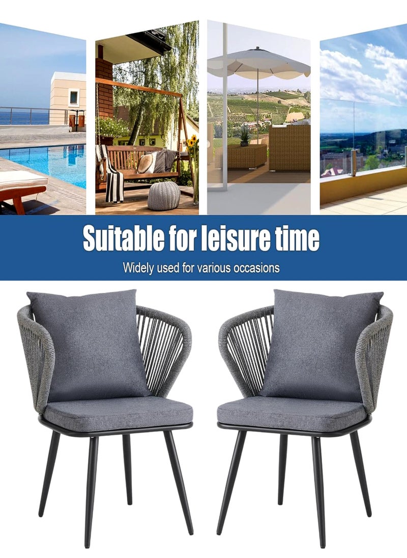 Generic - Set of 2 Pieces Patio Rattan Garden Chairs, Dining Chairs, Outdoor Seating for Backyard, Poolside, Balcony - Image 1