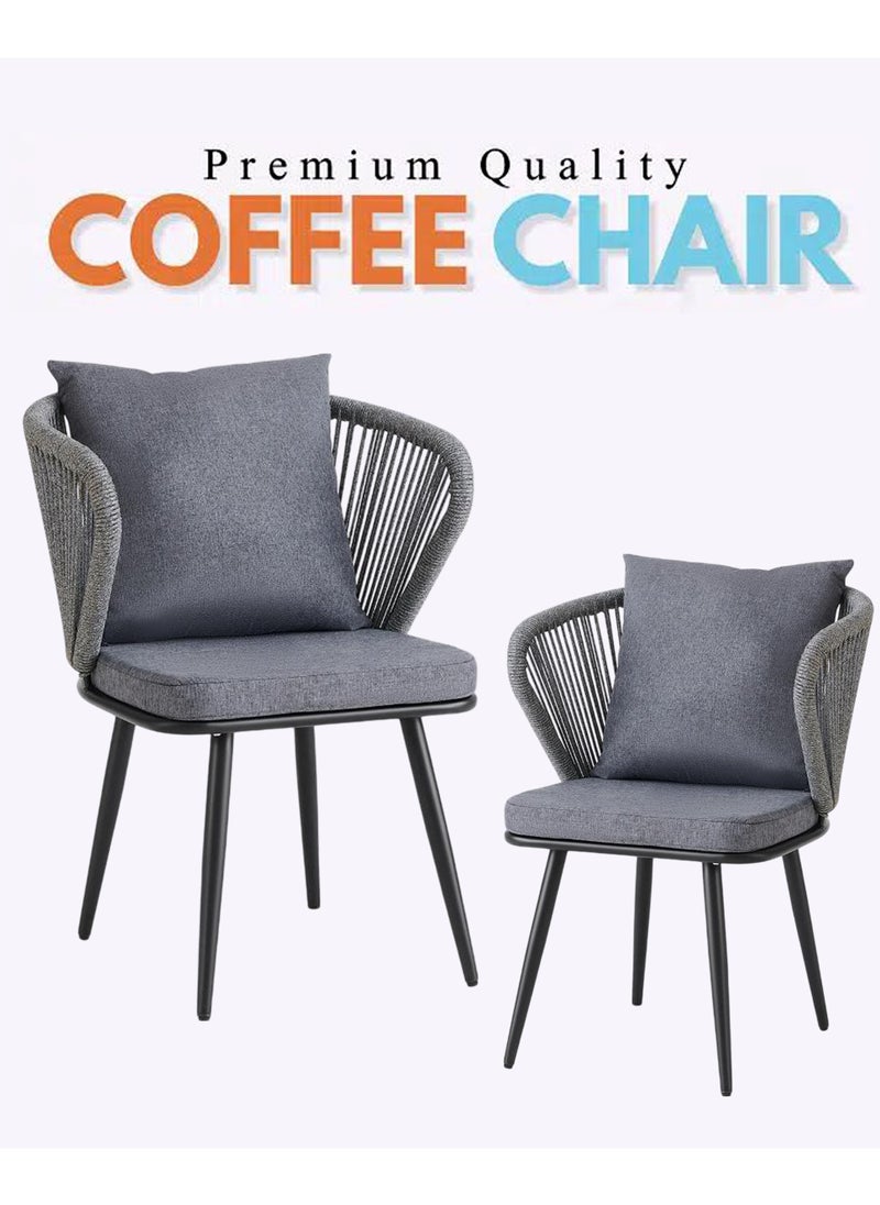 Generic - Set of 2 Pieces Patio Rattan Garden Chairs, Dining Chairs, Outdoor Seating for Backyard, Poolside, Balcony - Image 1