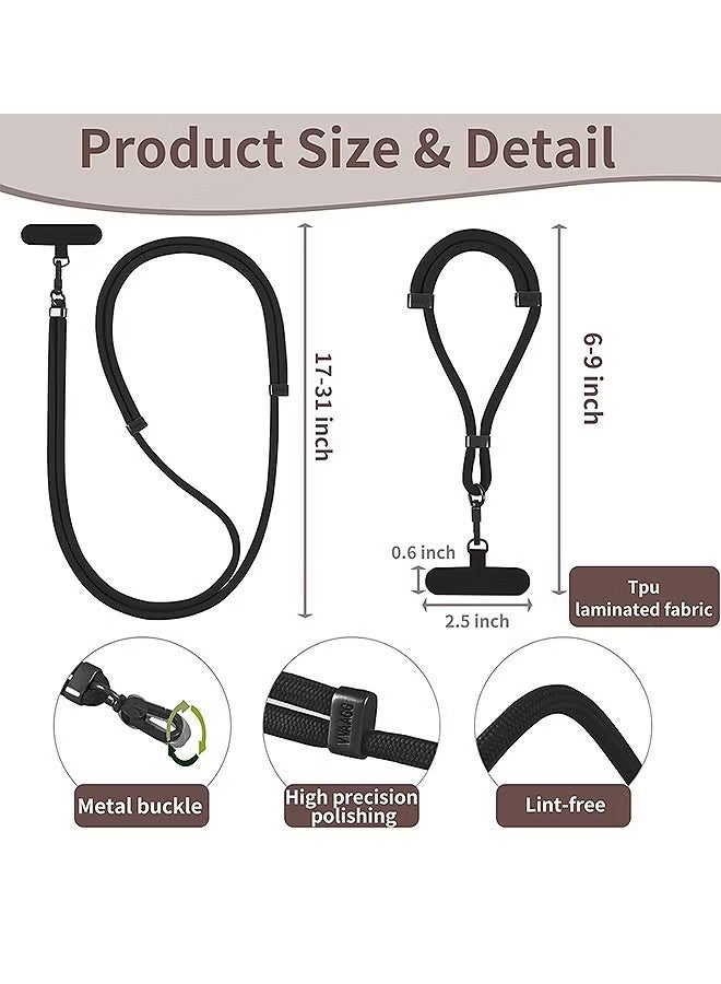 YJ 3-in-1 Cell Phone Lanyard, Adjustable Universal Crossbody Phone Lanyard, Compatible with Most Smartphones (Black) - Image 2