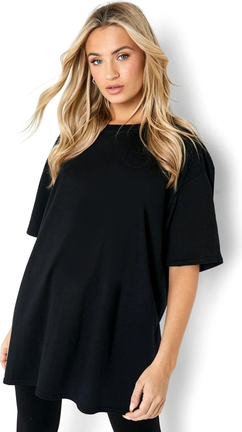 Rock&Roll Flowing Butterfly Black Short Sleeve Back Printed Women's Oversize T-Shirt