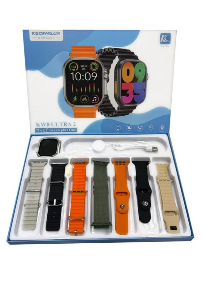 KEQIWEAR - KW 8 Ultra 2 Smart Watch with Seven Set Straps and Wireless Charger for Men & Boys – Stylish Design, Fitness & Health Tracking, Smart Connectivity, Long Battery Life - Image 1