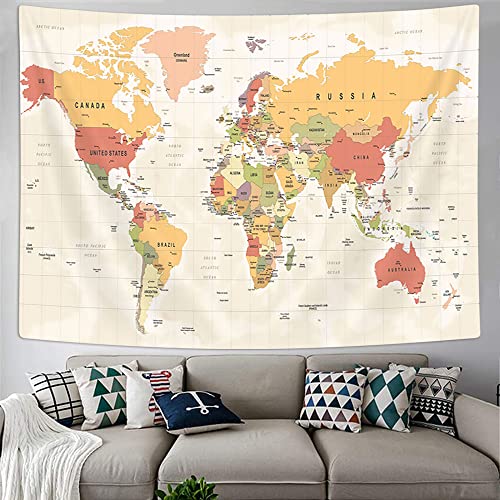 VeiVian World Map Tapestry, Topographic World Map, Beige, 40X30in, Wall Art, Bedroom, Living Room - Image 2