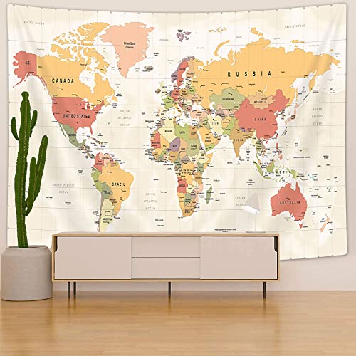 VeiVian World Map Tapestry, Topographic World Map, Beige, 40X30in, Wall Art, Bedroom, Living Room - Image 3