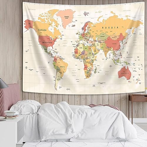 VeiVian World Map Tapestry, Topographic World Map, Beige, 40X30in, Wall Art, Bedroom, Living Room - Image 5