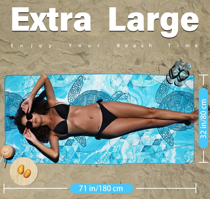 Widdonen 4 Pack Microfiber Lightweight Beach Towel Sand Free Quick Dry Absorbent Thin Compact Towels for Swimming Pool Camping Beach Accessories Large Easy Pack Travel Things for Vacation Essentials Gift - Image 2