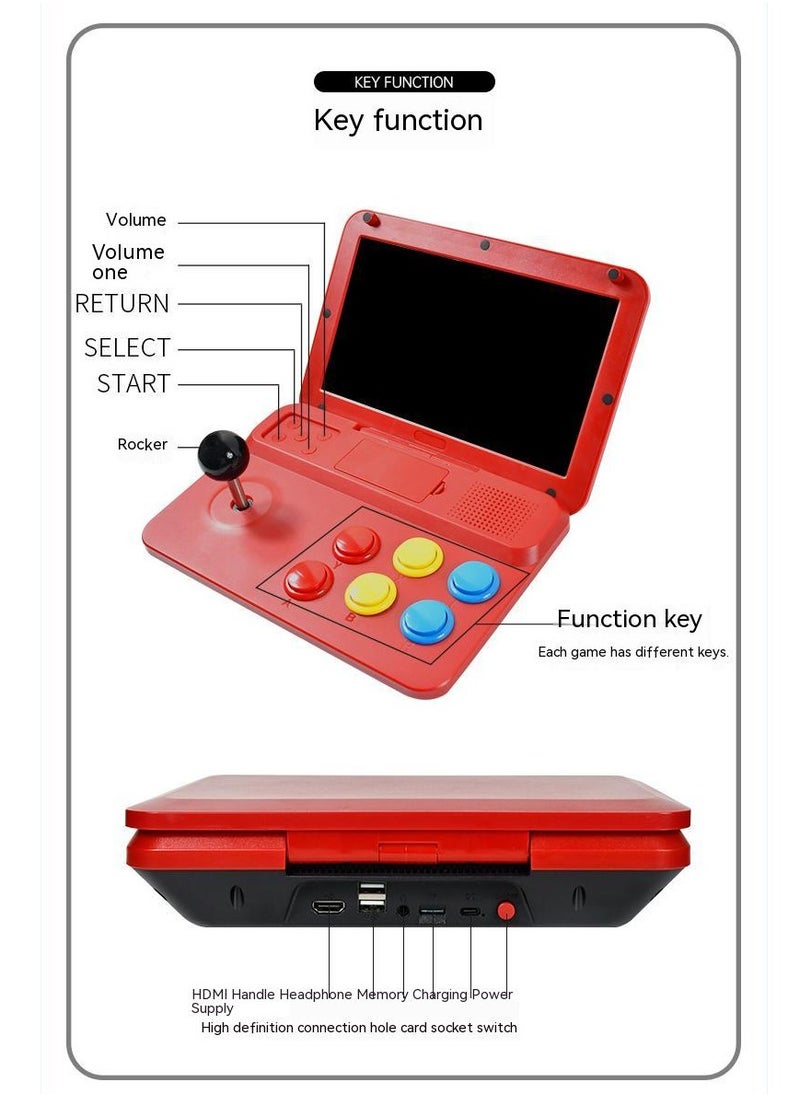 Generic - A13 Retro Game Arcade 10 Inch Hd Large Screen Game Machine Folding Flip Rk3128 Chip Cpu Simulator Detachable Joystick (64G) - Image 1