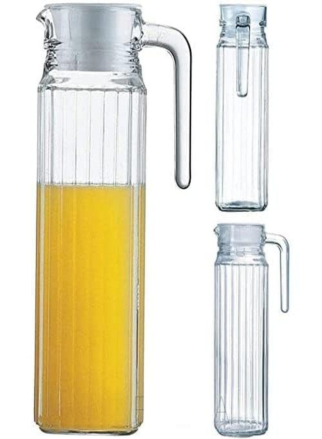 VILON Premium 1100ml Glass Water Jug with Plastic Lid & Handle | 1.1L Transparent Beverage Carafe for Home, Office, Etc. | Pitcher for Serve Water, Milk, Juice, Beverage, Chaas, Cocktail (Lining Jug) - Image 3