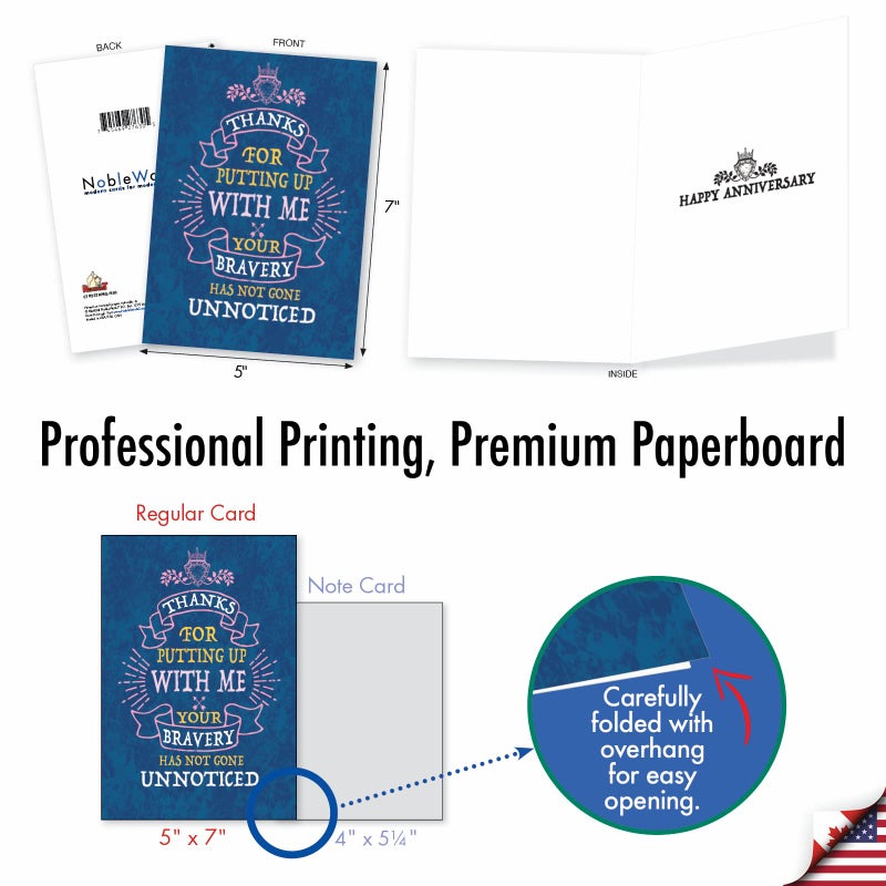 NobleWorks Anniversary Paper Card with 5 x 7 Inch Envelope (1 Card) Couple, Husband, Wife, Parents Anniversary Congratulations Relationship Courage C10257ANG - Image 3