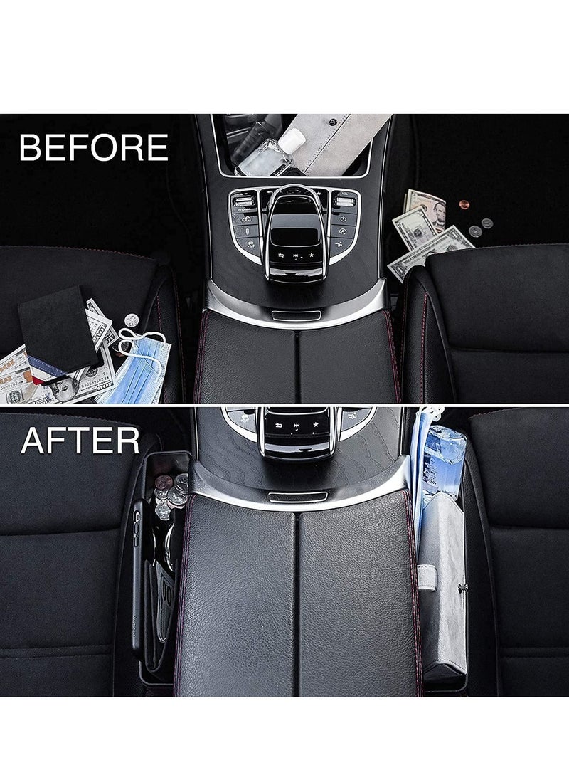SYOSI - Between Car Seat Gap Filler Organizer 2 Pack Side of Center Console Storage Box for Money CellPhone and Keys Multifunction Crevice Pocket Caddy Catcher Vehicle Interior Accessories - Image 1