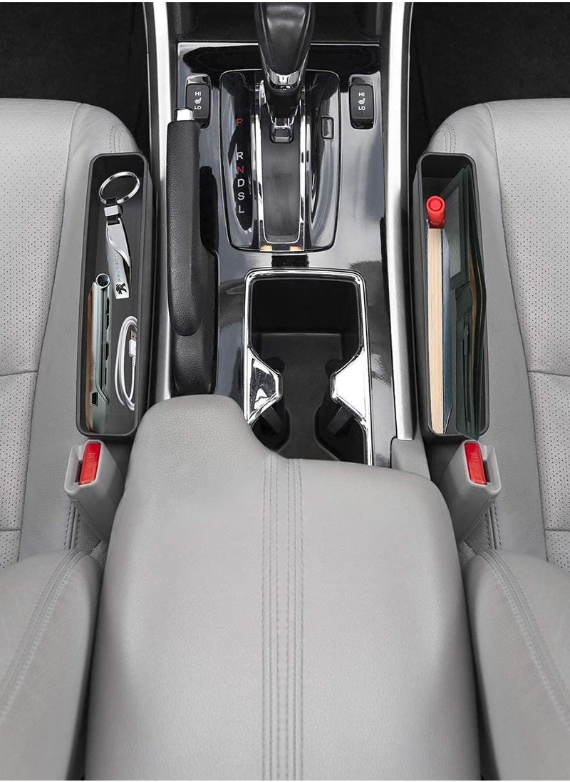 SYOSI - Between Car Seat Gap Filler Organizer 2 Pack Side of Center Console Storage Box for Money CellPhone and Keys Multifunction Crevice Pocket Caddy Catcher Vehicle Interior Accessories - Image 1
