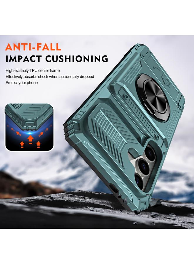اس-توب جراب لهاتف Samsung Galaxy A55 5G مصنوع من مادة TPU+PC المقاومة للصدمات مع حامل حلقي معدني - Image 3