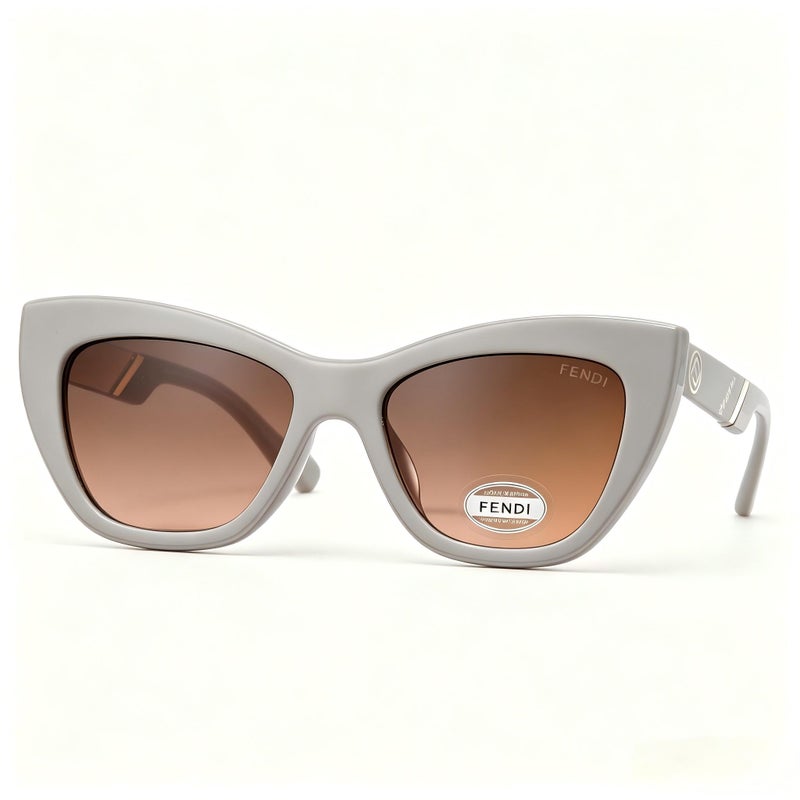 Fendi Roma Women's Classic Cat-Eye Shades,Italian Design Full-Rim Sunglasses Beige-gray Frame Brown Lenses - Image 2