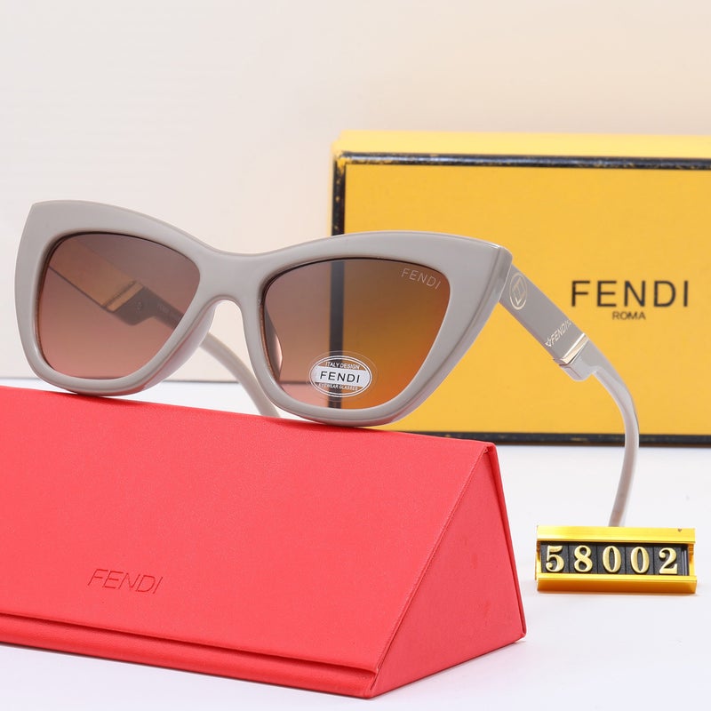 Fendi Roma Women's Classic Cat-Eye Shades,Italian Design Full-Rim Sunglasses Beige-gray Frame Brown Lenses - Image 1