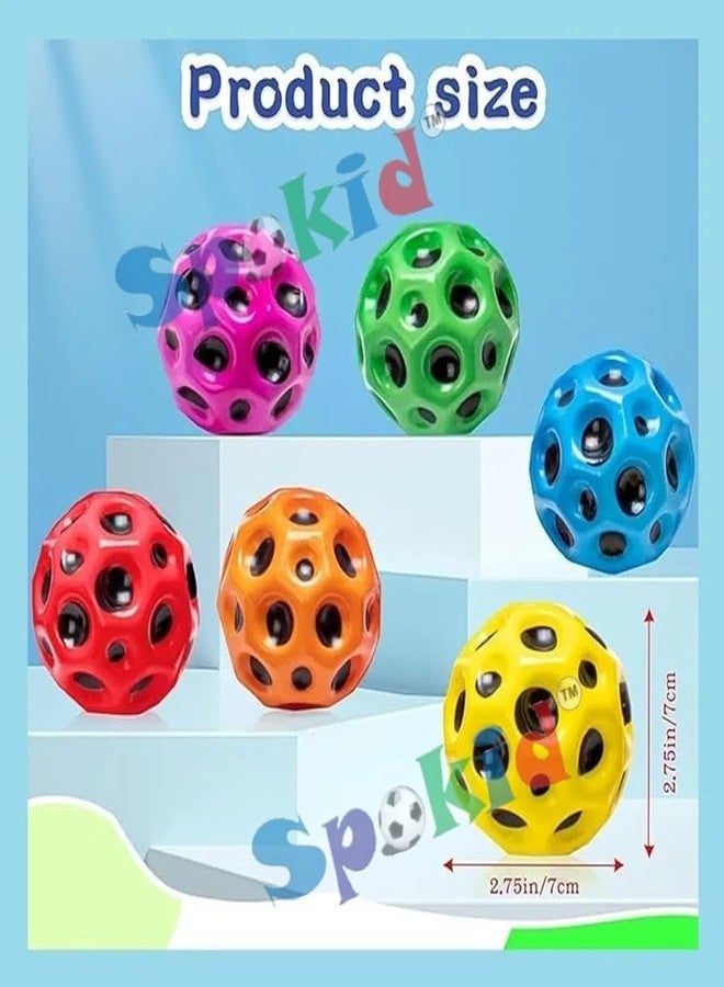 SPOKID Bouncing Moon Ball for Kids Soft Space Rubber Anti-Stress Relief Anxiety Ball - Very High Bouncing with Popping Sound on Impact Easy Grip Bouncy Balls for Children (Pack of 1 Multicolor) - Image 4