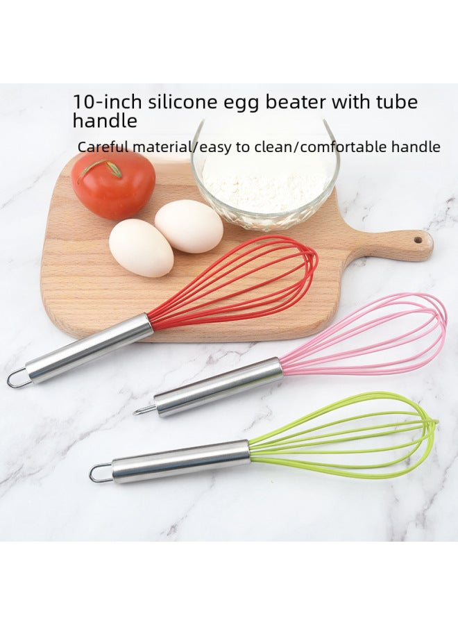 Spot Stainless Steel Silicone Egg Beater Kitchen Tools Egg Cream Mixer Household Baking Tools-Color:Green Leaf - Image 3