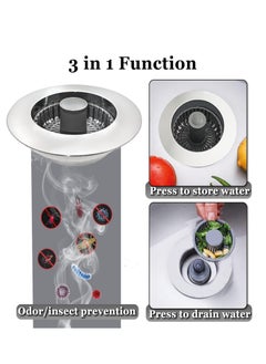 LENND 3 in 1 Kitchen Sink Stopper, Pop Up Kitchen Sink Drain Strainer, with An Extra Basket Strainer, Kitchen Sink Drain Stopper  - Image 2