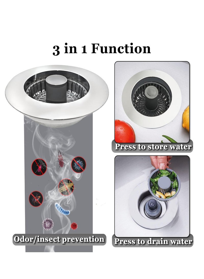 LENND 3 in 1 Kitchen Sink Stopper, Pop Up Kitchen Sink Drain Strainer, with An Extra Basket Strainer, Kitchen Sink Drain Stopper  - Image 2