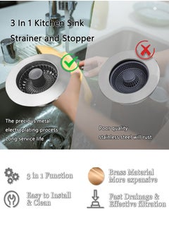 LENND 3 in 1 Kitchen Sink Stopper, Pop Up Kitchen Sink Drain Strainer, with An Extra Basket Strainer, Kitchen Sink Drain Stopper  - Image 3
