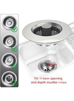 LENND 3 in 1 Kitchen Sink Stopper, Pop Up Kitchen Sink Drain Strainer, with An Extra Basket Strainer, Kitchen Sink Drain Stopper  - Image 4