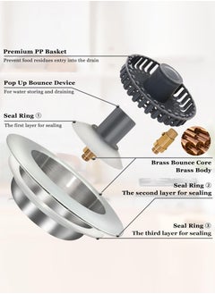 LENND 3 in 1 Kitchen Sink Stopper, Pop Up Kitchen Sink Drain Strainer, with An Extra Basket Strainer, Kitchen Sink Drain Stopper  - Image 5