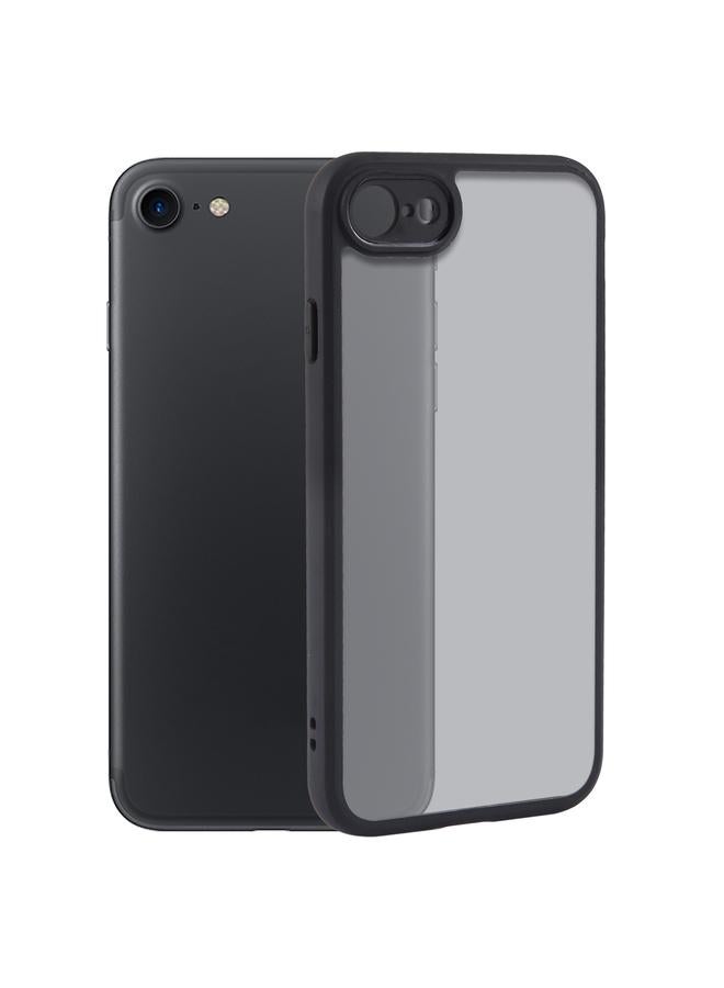 اس-توب جراب لهاتف iPhone SE 2022 / 2020 / 8 / 7 جراب هاتف أسود غير لامع من مادة TPU + PC بمسامات دقيقة - Image 1