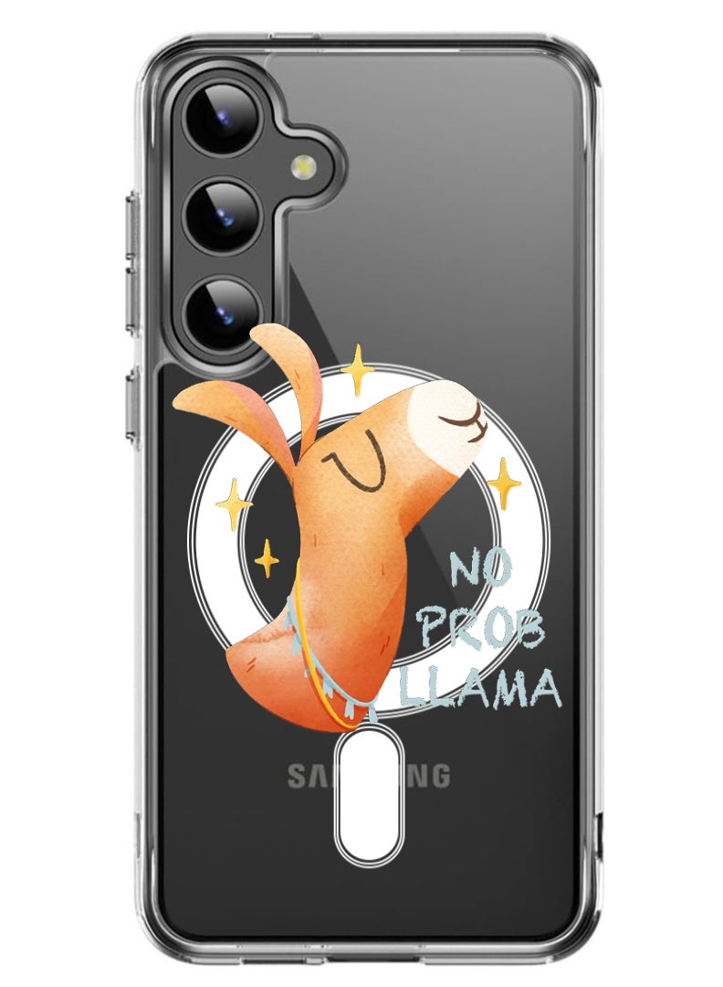 Theodor Magnetic Case for Samsung Galaxy S24 6.2-inch Compatible with MagSafe Wireless Charging, Shockproof Phone Bumper Cover No prob llama  - Image 1