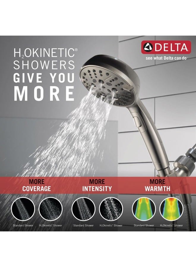 Delta Faucet 6-Spray H2Okinetic Handheld Shower Head with Hose, Brushed Nickel Handheld Shower Head, Hand Shower, Showerheads, Hand Held Shower Heads, Detachable Shower Head, Satin Nickel 75536SN - Image 5