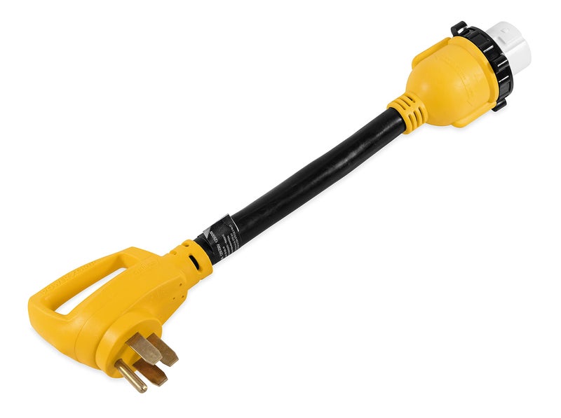 Camco 55552 18 1450 50 AMP Standard PowerGrip Plug to SS250 50 AMP Locking Receptacle Adapter