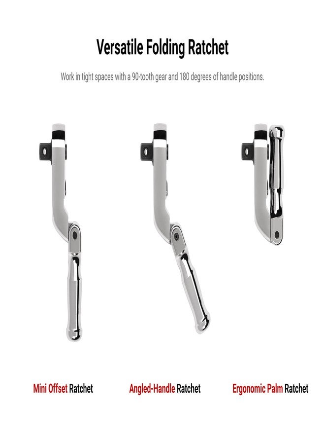 TEKTON 3/8 Inch Drive Folding Quick-Release Stubby Ratchet | SRH35104 - Image 2