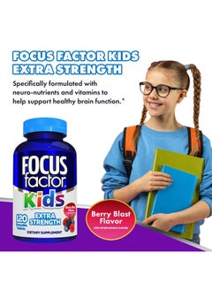 Focus Factor Kids Extra Strength Daily Chewable for Brain Health Support, 120 Count – Vitamins - Quality Formula – Gluten & Dairy Free Supplements for Children – No Artificial Sweetener  - Image 4