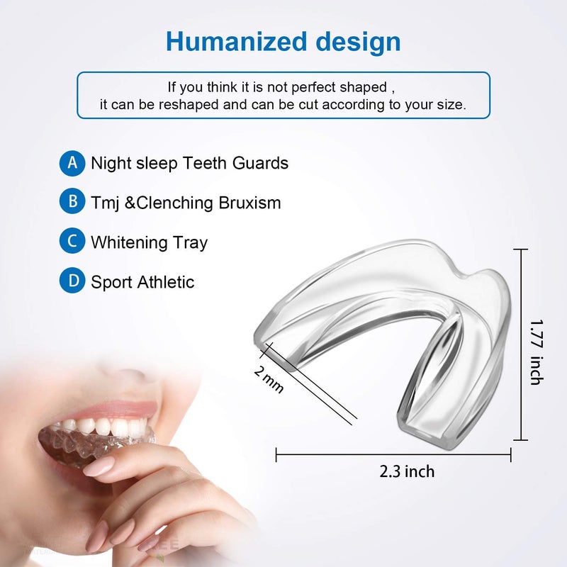 Leesgel 4 Pack Kids Mouth Guard for Grinding Teeth, Night Sleep Teeth Guards, Eliminates TMJ & Teeth Clenching, Stops Bruxism, Teeth Whitening Tray, Sport Athletic Mouth Guard (Kid Size only fit for Kids) - Image 3