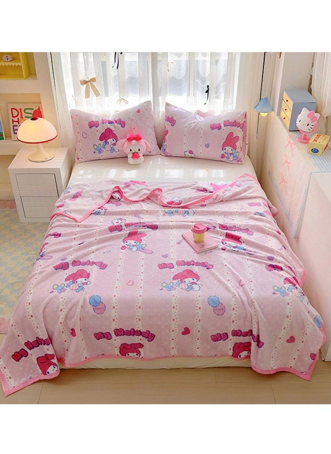 Sanrio Sanrio Melody cartoon pattern double-sided milk plush blanket kindergarten nap blanket multi-functional blanket (size: 100cmX150cm)  - Image 2