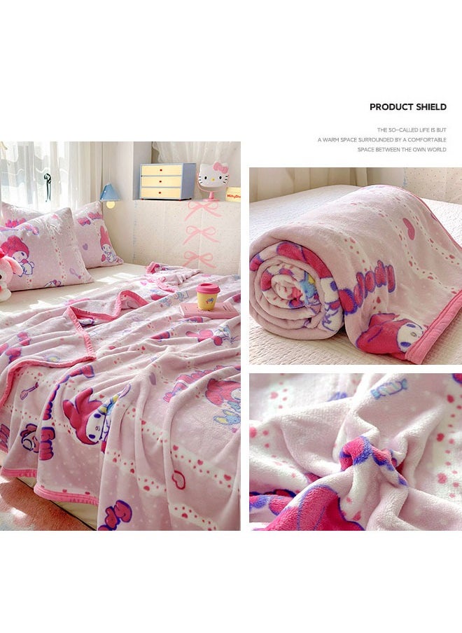 Sanrio Sanrio Melody cartoon pattern double-sided milk plush blanket kindergarten nap blanket multi-functional blanket (size: 100cmX150cm)  - Image 5