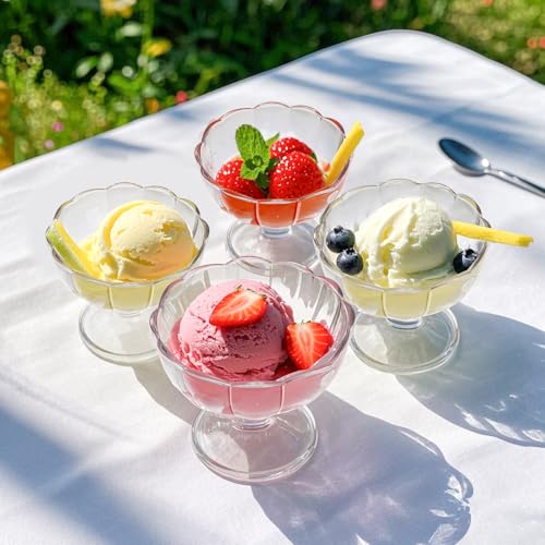 Mezchi Set of 12 Ice Cream Bowl Set, 8 Ounce Plastic Dessert Bowls, Clear Footed Dessert Cups, Ice Cream Cups Bowls for Sundae, Milkshakes, Parfait, Pudding, Fruit - Image 5