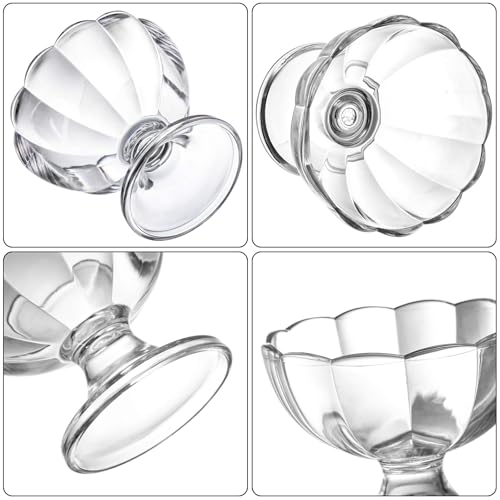 Mezchi Set of 12 Ice Cream Bowl Set, 8 Ounce Plastic Dessert Bowls, Clear Footed Dessert Cups, Ice Cream Cups Bowls for Sundae, Milkshakes, Parfait, Pudding, Fruit - Image 4