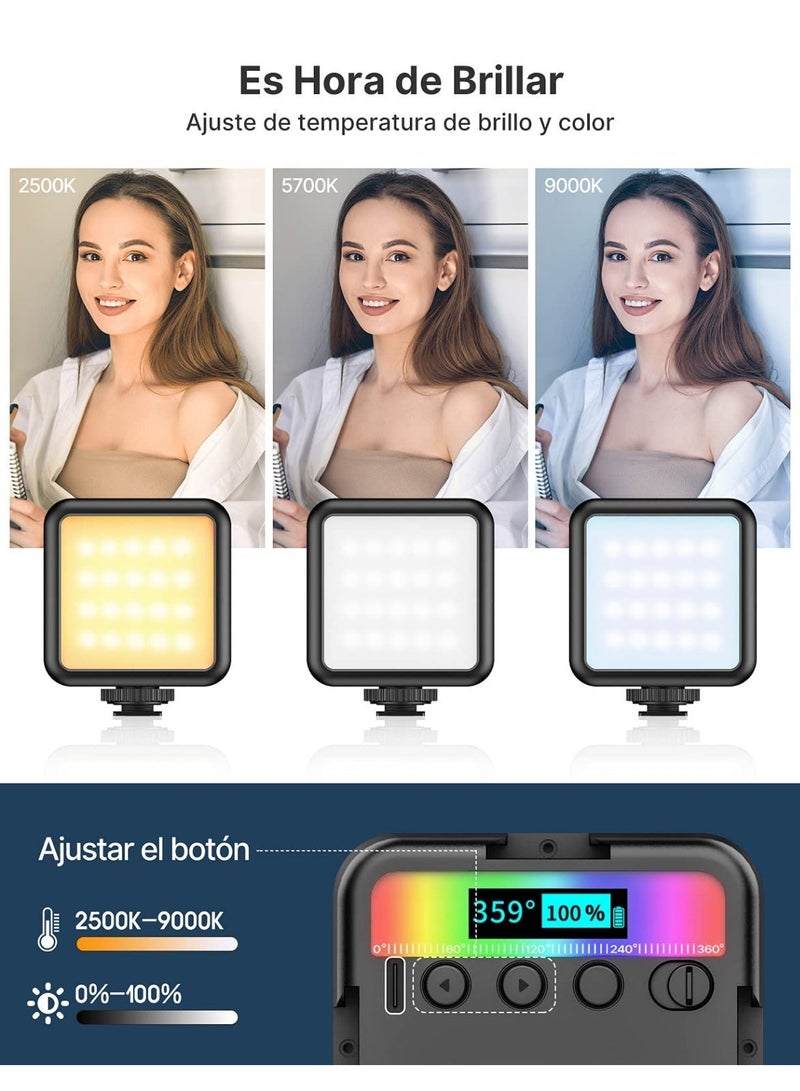 Arabest RGB Video Lights, LED Camera Light 360° Full Color Portable Photography Lighting w 3 Cold Shoe, 2000mAh Rechargeable CRI 95+ 2500-9000K Dimmable Panel Lamp Support Magnetic Attraction - Image 2