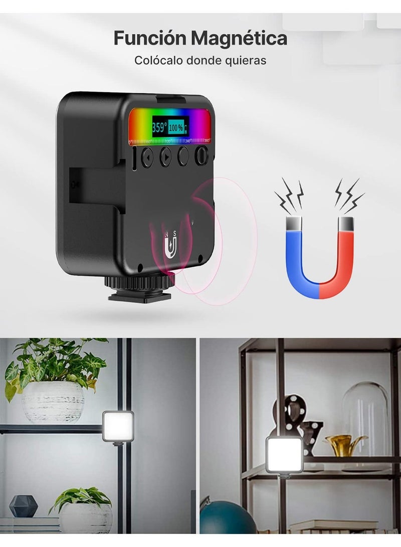 Arabest RGB Video Lights, LED Camera Light 360° Full Color Portable Photography Lighting w 3 Cold Shoe, 2000mAh Rechargeable CRI 95+ 2500-9000K Dimmable Panel Lamp Support Magnetic Attraction - Image 5