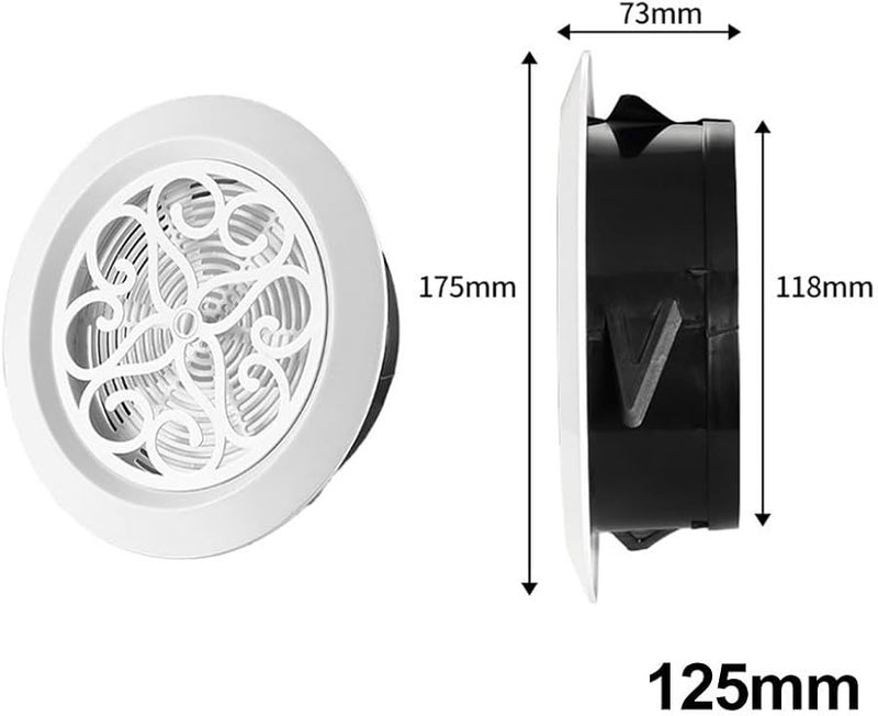 125mm Round ABS Air Vent Grille Adjustable Louvers Fly Screen for Ceiling Wall Ventilation White - Image 5