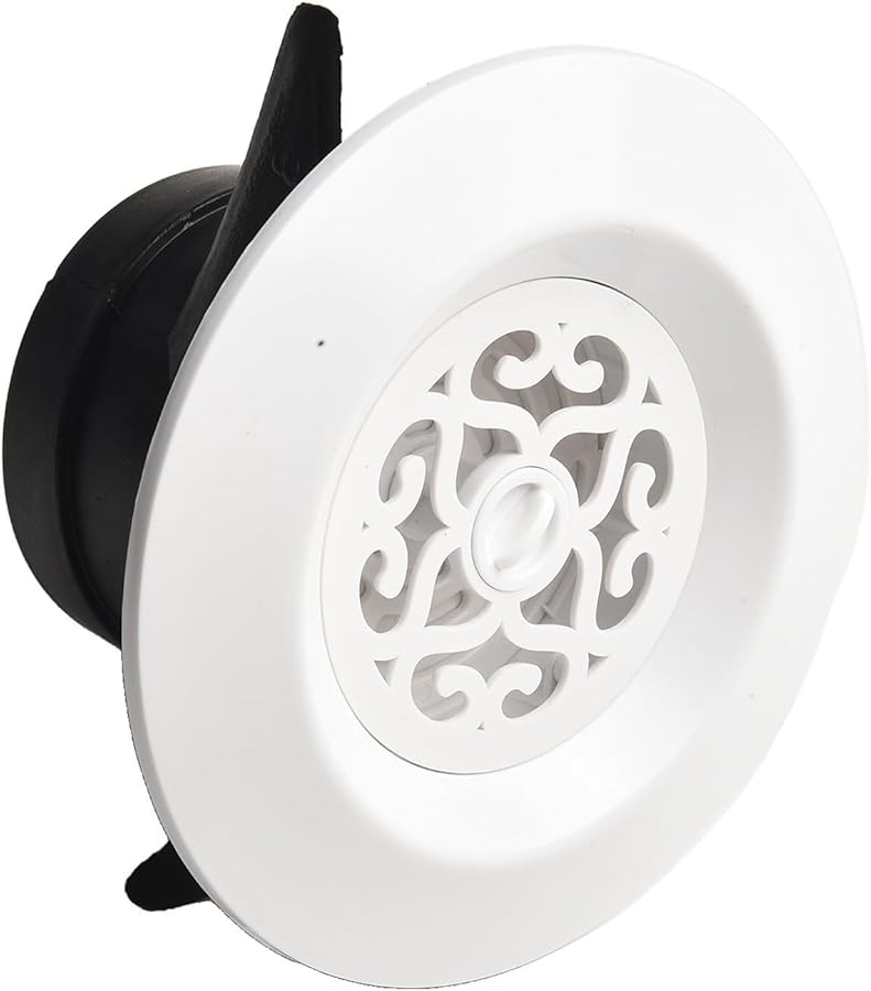 125mm Round ABS Air Vent Grille Adjustable Louvers Fly Screen for Ceiling Wall Ventilation White - Image 2