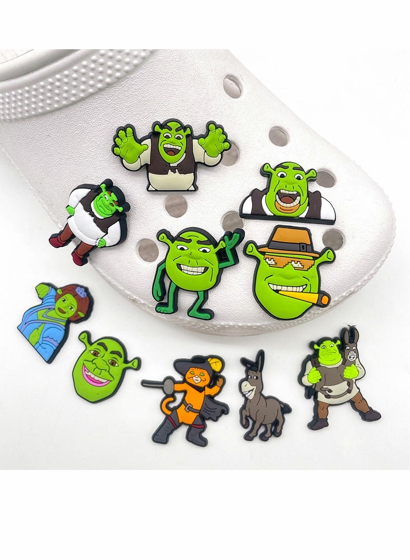 SYOSI Crocs Charms Jibbitz,  Croc Charms, Distinctive Cool Croc Accessories, Plastic Nurse Shoes Decorations for Adults Women Men Gifts Party Favor Birthday, 10 PCS Green - Image 2
